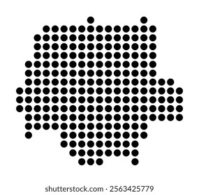 Symbol Map of the City Pruszkow (Poland) showing the city with a pattern of just a few black dots