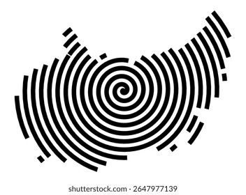Symbol Map of the city Quickborn (Schleswig-Holstein, Germany) showing the city with a black spiral line