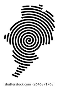 Symbol Map of the city Quierschied (Saarland, Germany) showing the city with a black spiral line