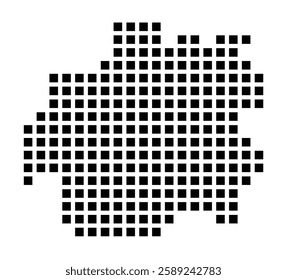 Symbol Map of the City Raciborz (Poland) showing the city with a pattern of just a few black squares