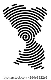 Symbol Map of the city Radeberg (Sachsen, Germany) showing the city with a black spiral line
