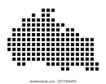 Symbol Map of the City Radebeul (Germany) showing the city with a pattern of just a few black squares