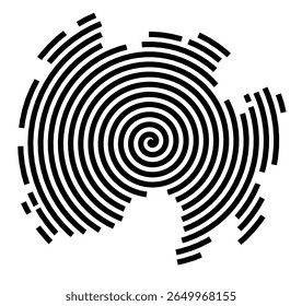 Symbol Map of the city Radevormwald (Nordrhein-Westfalen, Germany) showing the city with a black spiral line