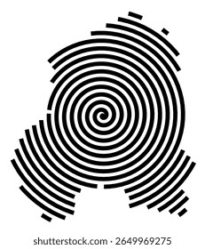 Symbol Map of the city Rahden (Nordrhein-Westfalen, Germany) showing the city with a black spiral line