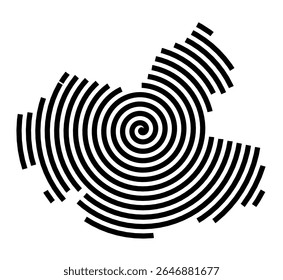 Symbol Map of the city Rangsdorf (Brandenburg, Germany) showing the city with a black spiral line