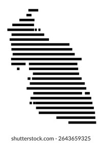 Mapa de símbolos da cidade Rastede (Niedersachsen, Alemanha) mostrando a área da cidade com apenas algumas linhas horizontais pretas