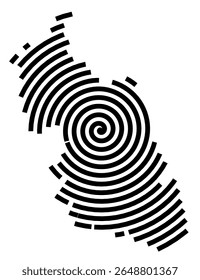 Symbol Map of the city Rastede (Niedersachsen, Germany) showing the city with a black spiral line