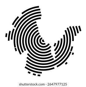 Symbol Map of the city Ratekau (Schleswig-Holstein, Germany) showing the city with a black spiral line
