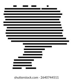 Symbol Map of the city Rathenow (Brandenburg, Germany) showing the area of the city with just a few black horizontal lines