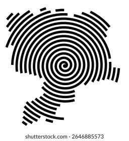 Symbol Map of the city Rathenow (Brandenburg, Germany) showing the city with a black spiral line