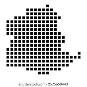 Symbol Map of the City Ratingen (Germany) showing the city with a pattern of just a few black squares