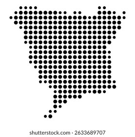 Symbol Map of the city Raubling (Bayern, Germany) showing the city with a pattern of just a few black dots