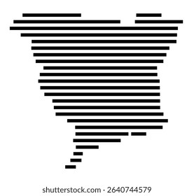 Symbol Map of the city Raubling (Bayern, Germany) showing the area of the city with just a few black horizontal lines