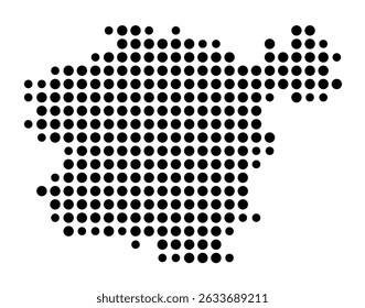 Symbol Map of the city Regen (Bayern, Germany) showing the city with a pattern of just a few black dots
