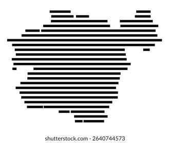 Symbol Map of the city Regen (Bayern, Germany) showing the area of the city with just a few black horizontal lines