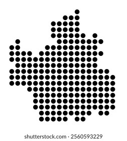 Symbol Map of the City Regensburg (Germany) showing the city with a pattern of just a few black dots