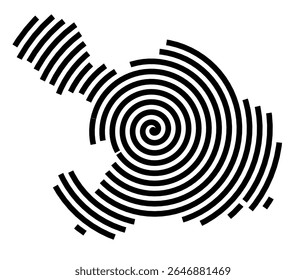 Symbol Map of the city Rehlingen-Siersburg (Saarland, Germany) showing the city with a black spiral line