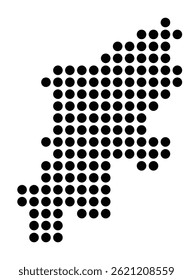 Symbol Map Of the City Reinbek (Germany) showing the city with a pattern of just a few black dots
