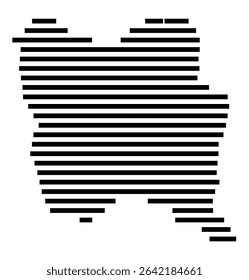 Symbol Map of the city Reinheim (Hessen, Germany) showing the area of the city with just a few black horizontal lines