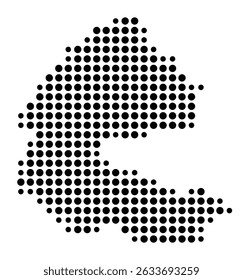 Symbol Map of the city Reiskirchen (Hessen, Germany) showing the city with a pattern of just a few black dots