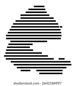 Symbol Map of the city Reiskirchen (Hessen, Germany) showing the area of the city with just a few black horizontal lines