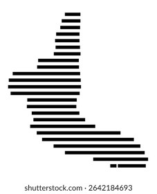Symbol Map of the city Remagen (Rheinland-Pfalz, Germany) showing the area of the city with just a few black horizontal lines