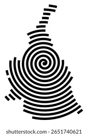 Mapa de símbolos da cidade Remchingen (Baden-Württemberg, Alemanha) mostrando a cidade com uma linha espiral preta