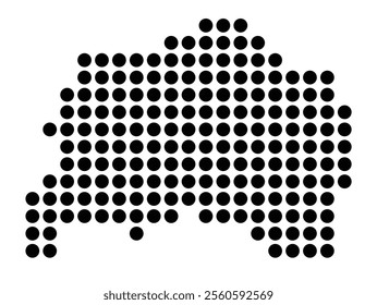 Symbol Map of the City Remscheid (Germany) showing the city with a pattern of just a few black dots