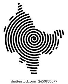 Mapa de símbolos da cidade Remshalden (Baden-Württemberg, Alemanha) mostrando a cidade com uma linha espiral preta