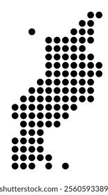 Symbol Map of the City Reutlingen (Germany) showing the city with a pattern of just a few black dots