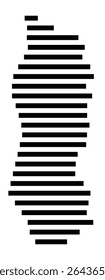Symbol Map of the city Rhauderfehn (Niedersachsen, Germany) showing the area of the city with just a few black horizontal lines