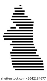 Symbol Map of the city Rüdesheim am Rhein (Hessen, Germany) showing the area of the city with just a few black horizontal lines