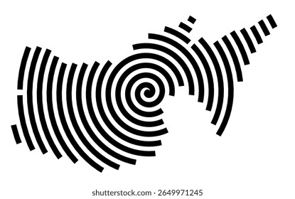 Symbol Map of the city Wörth am Rhein (Rheinland-Pfalz, Germany) showing the city with a black spiral line