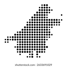 Symbol Map of the city Rheinau (Baden-Württemberg, Germany) showing the city with a pattern of just a few black dots