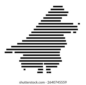 Symbol Map of the city Rheinau (Baden-Württemberg, Germany) showing the area of the city with just a few black horizontal lines