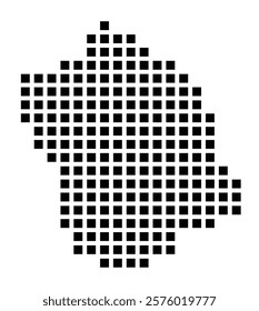 Symbol Map of the City Rheine (Germany) showing the city with a pattern of just a few black squares