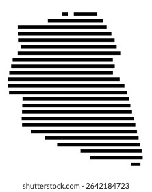 Symbol Map of the city Haßloch (Rheinland-Pfalz, Germany) showing the area of the city with just a few black horizontal lines