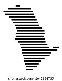 Symbol Map of the city Böhl-Iggelheim (Rheinland-Pfalz, Germany) showing the area of the city with just a few black horizontal lines