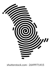 Symbol Map of the city Böhl-Iggelheim (Rheinland-Pfalz, Germany) showing the city with a black spiral line