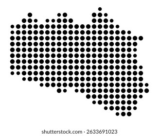Symbol Map of the city Rheinstetten (Baden-Württemberg, Germany) showing the city with a pattern of just a few black dots
