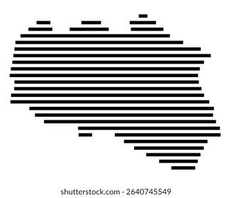 Symbol Map of the city Rheinstetten (Baden-Württemberg, Germany) showing the area of the city with just a few black horizontal lines