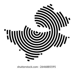Symbol Map of the city Ribnitz-Damgarten (Mecklenburg-Vorpommern, Germany) showing the city with a black spiral line