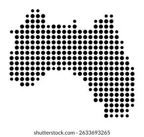 Symbol Map of the city Riedstadt (Hessen, Germany) showing the city with a pattern of just a few black dots