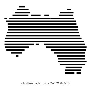 Symbol Map of the city Riedstadt (Hessen, Germany) showing the area of the city with just a few black horizontal lines
