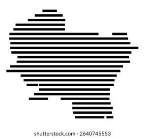 Symbol Map of the city Rielasingen-Worblingen (Baden-Württemberg, Germany) showing the area of the city with just a few black horizontal lines