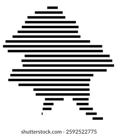 Symbol Map of the City Riga (Latvia) showing the city with a few black horizontal lines
