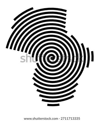 Symbol Map of the City Rio Tinto (Portugal) showing the city with a black spiral line