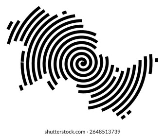 Symbol Map of the city Ritterhude (Niedersachsen, Germany) showing the city with a black spiral line