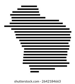 Symbol Map of the city Rodenbach (Hessen, Germany) showing the area of the city with just a few black horizontal lines