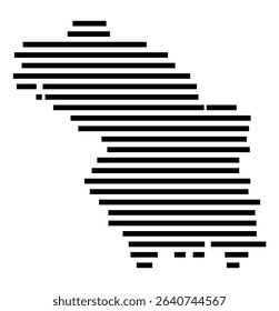 Symbol Map of the city Roding (Bayern, Germany) showing the area of the city with just a few black horizontal lines
